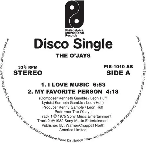 The O'jays: I Love Music - 12-Inch Single 1