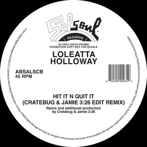 Loleatta Holloway: Hit It N Quit It (Cratebug & Jamie 3:26 Edit Remix) - 12-Inch Single 1