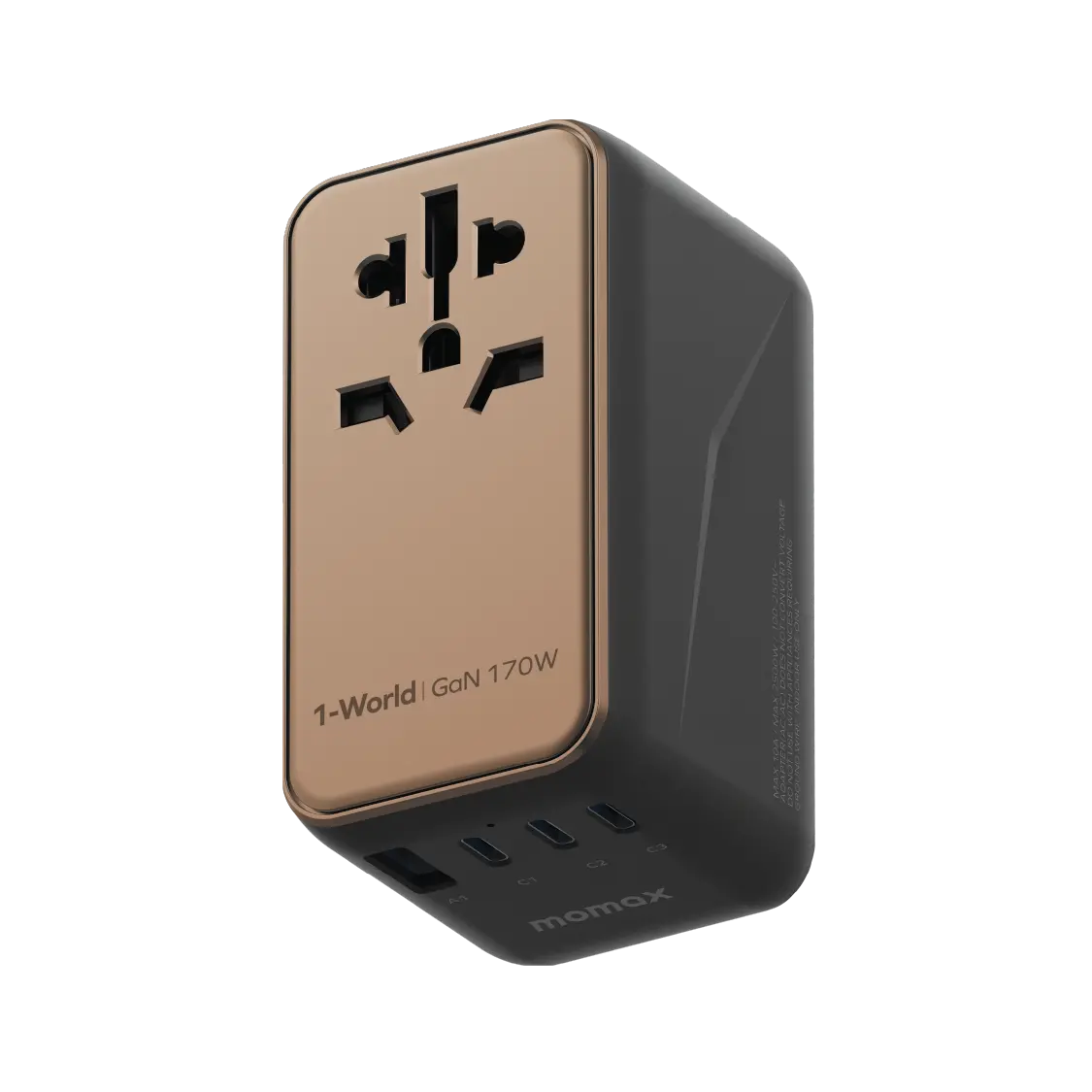 1-World 4-Port Gan Travel Charger 170W + Usb-C Cable 1