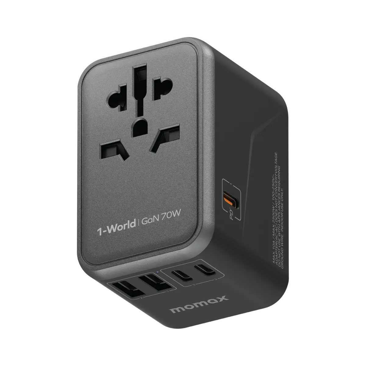 1-World Universal 5-Port Travel Gan Charger 70W 1